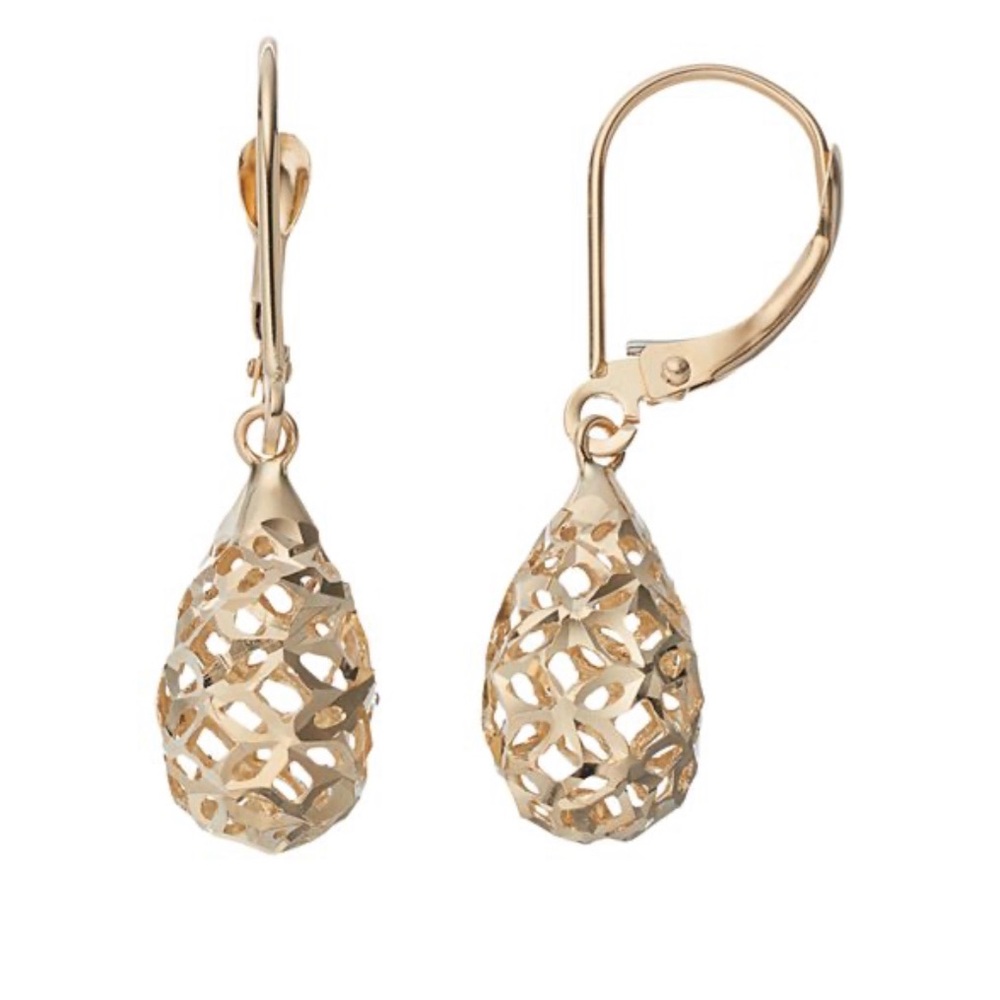 14 K gold teardrop earrings